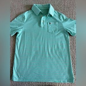 Vineyard Vines Boys Medium Green and White Edgartown Polo